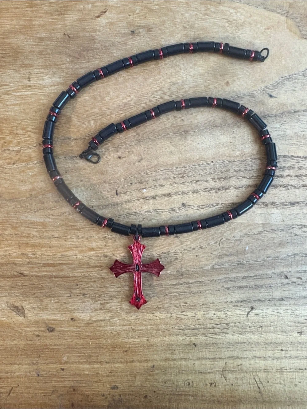 Red Cross Pendant Beaded Necklace - Women Jewelry